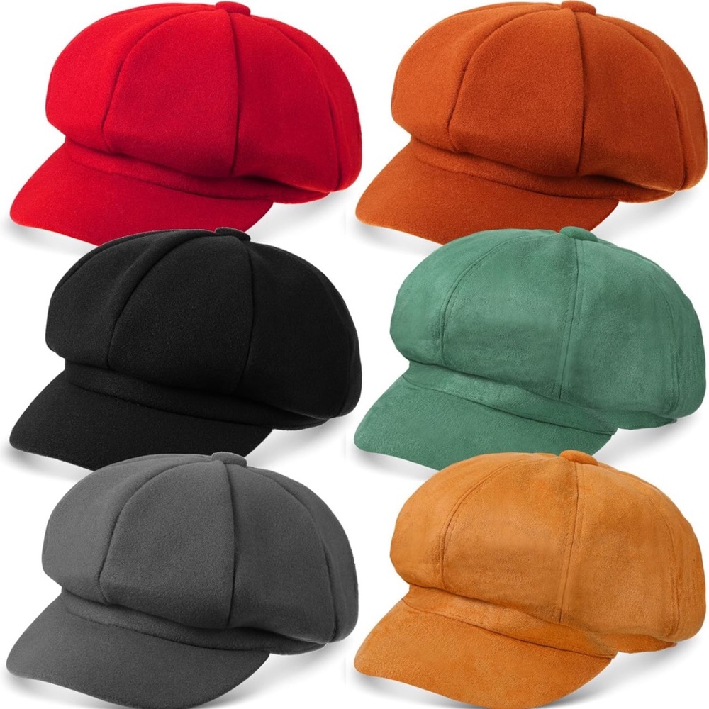 Warm 6 Pcs Newsboy Cap Warm Wool Visor Beret Hats Soft Vintage Baker Boy Hat